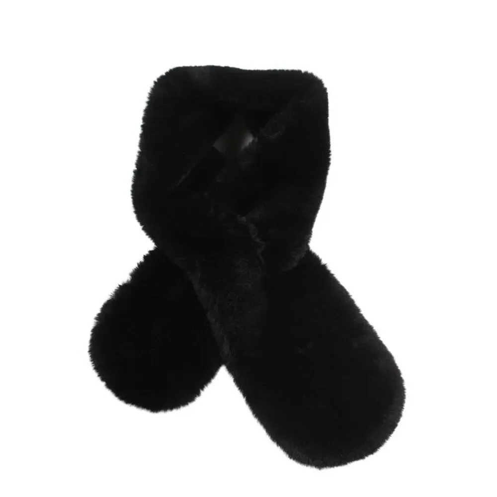 Echo Womens Faux Fur Keyhole Scarf Solid Black